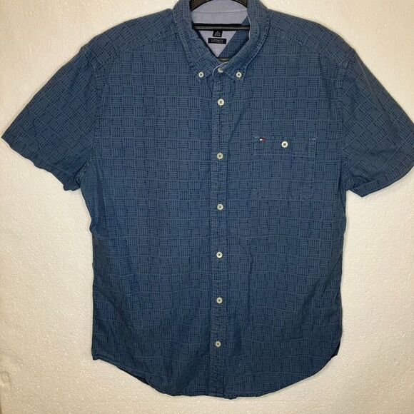 Tommy Hilfiger Size XL Polo Shirt Mens Light Blue Short Sleeve Custom Fit Collar - Picture 2 of 9